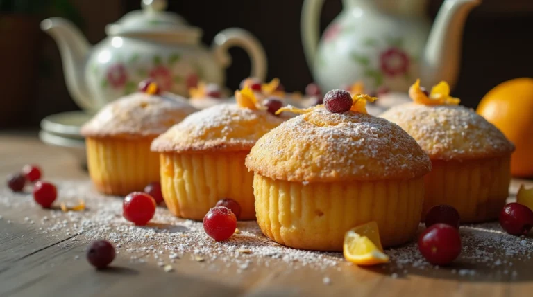 Freshly baked 18th Century Queens Cake recipe surrounded by citrus zest on a rustic wooden table.